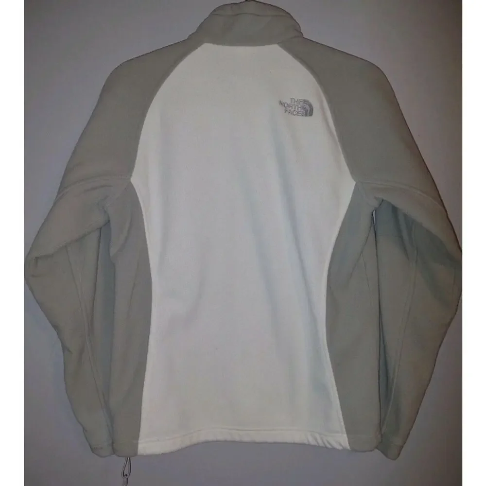 The North Face Gray White/Ivory Fleece Zip Up Jacket Size Medium *Pocket Hole